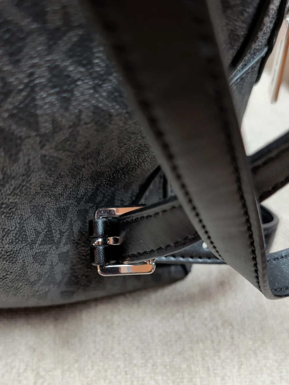 Michael Kors Dark Gray Black Signature Backpack Purse Like New